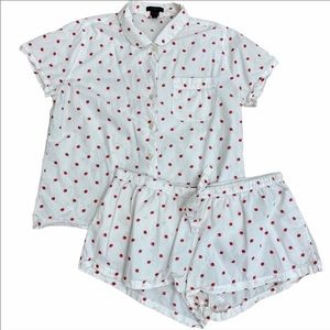 J. Crew Pajamas Strawberry Print Top & Shorts, L